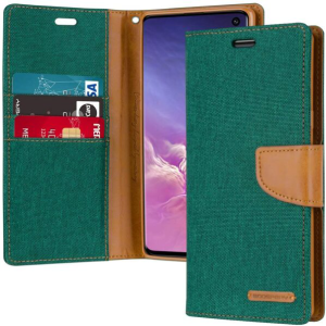 Goospery Canvas Diary Wallet Case for Samsung Galaxy S8 Plus - Green